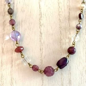 AEO Multicolor purple and brass toned beaded 36” Necklace
